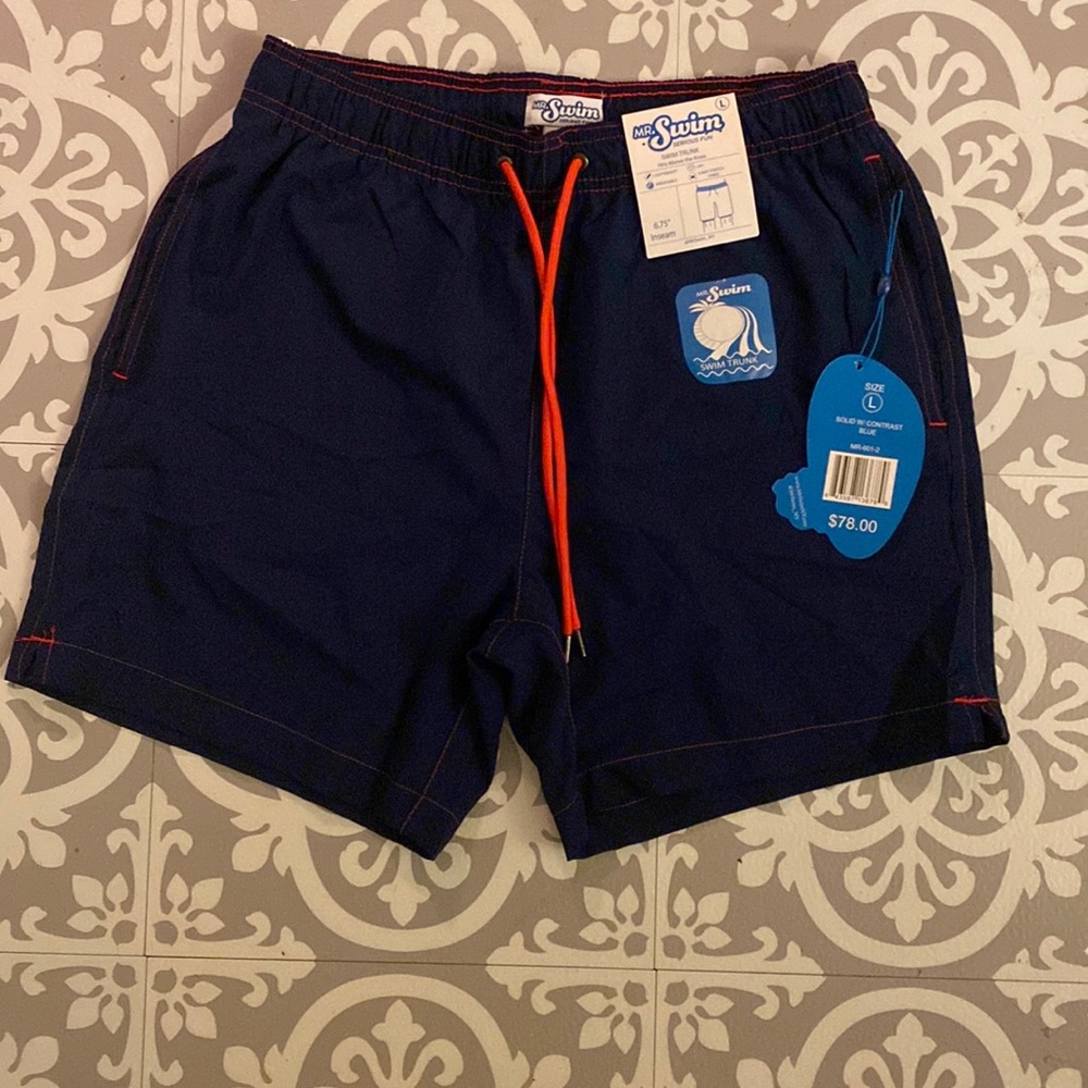 Mr. Swim Mens Navy Swim Trunks Size L w/ tags